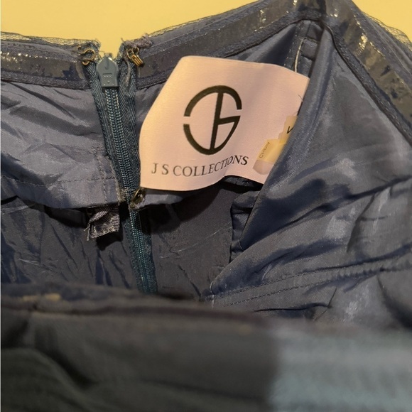 JS COLLECTIONS LACE ONLINE MERMAID GOWN size 2 navy blue - Picture 7 of 12